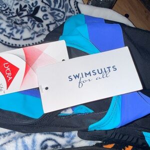 Swimsuits For All Blue and Teal Colorblock Bikini
